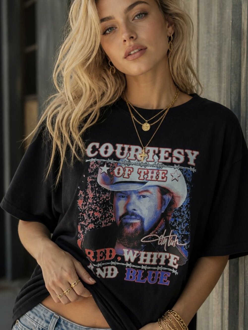 NWT XL T-Shirt Toby Keith Courtesy Of The Red White And Blue Mens Tee RIP!!